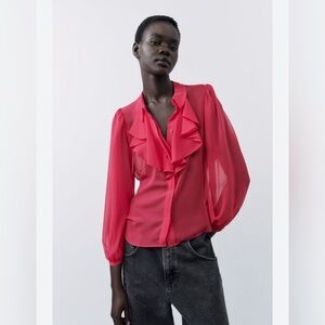 🩷 RUFFLED SEMI-SHEER TOP